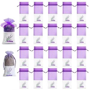 20 pi&egrave;ces Sachet Lavande Vide, Violet Sacs en Organza Rangement pour Lavande &eacute;pices et Herbes Sachet Tissu Parfum&eacute; avec Cordon de Serrage Armoire Anti Mite pour Tiroirs Armoires Chaussures (RuiChaoXiYi, neuf)