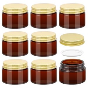 Acetiti 8 Pcs Pots Vide Cosmétiques, 50ml Pots Verre Ambre Contenants Cosmétiques avec couvercle à vis en Aluminium et doublures, Pots de voyage Bouteilles en verre pour Crèmes Lotions (JiuFaDZ, neuf)
