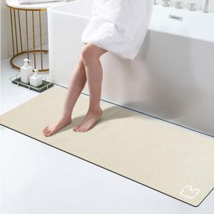 Tapis de salle de bain beige 40 x 120 cm, super absorbant, séchage rapide, tapis de bain en terre de diatomée pour salle de bain avec revers en caoutchouc antidérapant, lavable en machine (YANGPINGPING168, neuf)