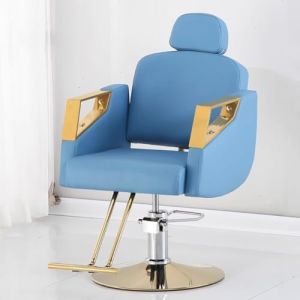 PA-DABAOO Fauteuil De Barbier Inclinable, Fauteuil De Coiffeur Confortable Avec Éponges, Fauteuil De Shampoing Professionnel Inclinable, Hauteur Réglable, Rotation À 360 Degrés,Bleu (Panda-Dabaoo, neuf)