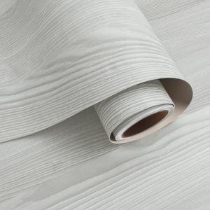 VaryPaper Papier Peint Imitation Bois Gris Clair 40cmx200cm Papier Autocollant pour Meuble Sticker Meuble Adhésif Effet Bois Revêtement Plan de Travail Adhésif Vinyle Adhesif Armoire Porte étagère (VaryStyle, neuf)