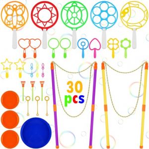 OSDUE Baguette à Bulles Ensemble, 30 Pièces Bulles Sticks pour Enfants, Jouet de Bulles de Savon pour activités de Plein air, Mariage, Fête D'été de Voyage, Bulles de Savon Enfant Géante Kit (PLUM-MARKETING, neuf)