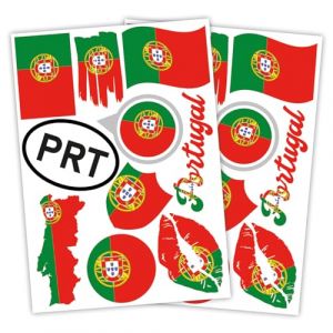 Finest Folia Lot de 2 autocollants de pays DIN A4, drapeau de pays pour voiture, moto, autocollant, drapeau de pays, autocollant, résistant aux intempéries, R217 (46 Portugal) (Finest-Folia, neuf)