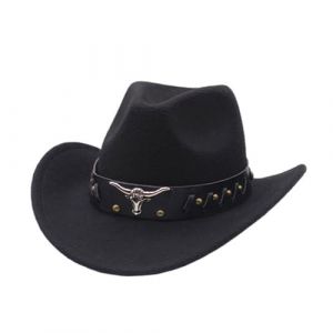 Générique Chapeau de Cowboy pour Femme et Homme Couleur Unie Bordure Chapeau à Large Bord Accessoires Costume de Cowboy pour Adultes et Femmes Western Chapeaux en Feutre (01 Black, One Size) (ZFeAOPLQ, neuf)