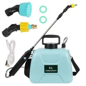 Pulvérisateur électrique 5L/8L, pulverisateur de Jardin avec pulverisateur Lance telescopique, Max 90 cm, 2 Buses, 2000mah, pour Désherbage Pulvérisation Nettoyage (B-blue-5L) (SparkWave Pro, neuf)