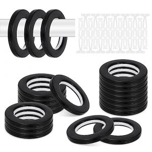 Glarks Lot de 20 &oelig;illets de rideau en plastique avec rondelles, faciles &agrave; presser et &agrave; clipser, anneaux de rideau coulissants silencieux, pour rideaux, toile, artisanat en cuir (noir) (GIEMOR, neuf)