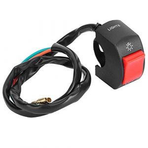 Keenso Interrupteur de Guidon de Moto, Commutateur de Guidon de Moto Electrique Etanche LED on/Off avec Bouton (Red) (Yeesdvo-EU, neuf)
