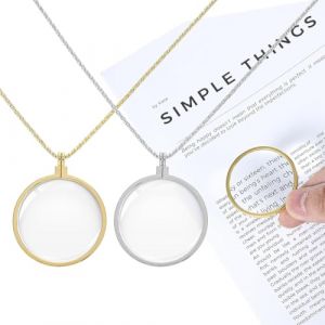 Loupe Monocle, 2 Pièces Loupe Collier, Loupe 5X, Collier Loupe Femme, Pendentif Loupe Lentille, Pendentif Loupe Lentille Verre, Monocle pour lire des cartes, des bijoux, des travaux manuels (QUQU JIANING, neuf)