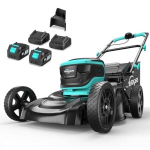 YARDCARE Tondeuse Gazon avec Batterie, 7 Hauteurs de Coupe, Jusqu'à 675㎡, Tondeuse Electrique Gazon écran LED, Largeur de Coupe 41cm, Kit Mulching&Sac Paille 45L, Poignée Réglable (YARDCARE Direct EU, neuf)