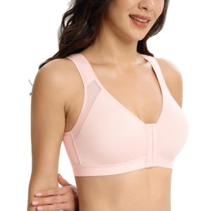 Lemorosy Soutien-Gorge Femme Fermeture Devant Redresse Dos correcteur de Posture Grandes Tailles sans Armatures sans Rembourrage (Rose,95C) (Lemorosy, neuf)