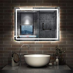 AICA sanitaire Miroir de Salle de Bain 80x60cm Anti-buée Miroir Mural avec éclairage LED modèle Carré (AICA  Sanitaire, neuf)