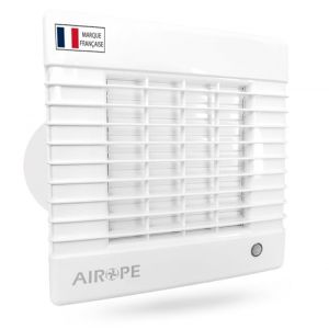 AIROPE-AS-100 mm Ventilateur, Extracteur d'air, Volet Automatique, VMC, pour Salle de Bain, Cuisine, WC, Bureau, Silencieux, Faible Consommation, Profil Élégant, Garantie 5 ANS (AIROPE, neuf)