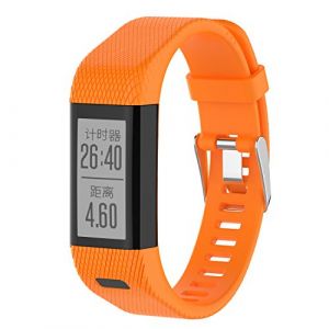 Yikamosi Compatible avec Garmin Vivosmart HR+ Bracelet,V&eacute;ritable silicone souple Watch Bracelet Stainless Steel Clasp Replacement Strap pour Vivosmart HR+(NO Vivosmart HR,Orange) (Yikamosi, neuf)