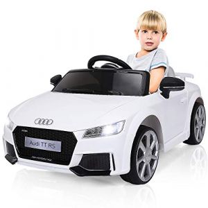 COSTWAY 12V Audi Voiture Electrique Enfants avec T&eacute;l&eacute;commande 2,4G, V&eacute;hicule Electrique avec Musique & Klaxon, Lumi&egrave;res LED & D&eacute;marrage Lent, Charge 30kg pour Enfants de 3-8 Ans (FDS GmbH, neuf)