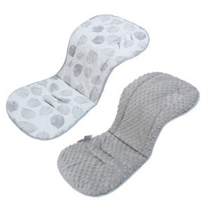 Universel Coussin de Siège pour Poussette, Réversible Coussin Réducteur Poussette, Confortable et Respirant, Compatible avec Poussettes, Sièges-Auto, Berceaux et Chaises Hautes (Feuille Grise) (Naughty Baby Store, neuf)