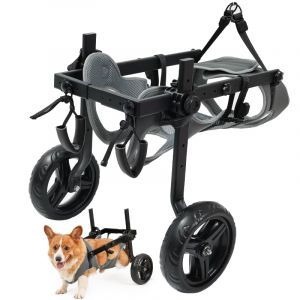 Chaise à roulettes légère pour chien, chariot pour animaux de compagnie réglable pour pattes arrière, chariot d'aide à la mobilité du chien avec roues pour chiots blessés avec 9-14KG (M/L) (nai qi mao yi, neuf)