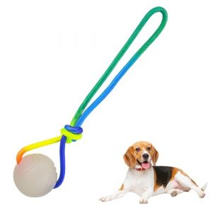 Balle lumineuse pour chien &ndash; Balle en caoutchouc avec corde, balle de dressage pour chien sur corde qui brille dans le noir, parfaite pour les jeux quotidiens et en plein air, balle lumineuse de 5,1 (AQiyun888, neuf)