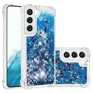 IMIRST Etui de T&eacute;l&eacute;phone Compatible avec Samsung S23 Bling Liquid Glitter Silicone Housse de Protection Anti-Choc Airbag Bumper Shell Samsung Galaxy S23. YBW Love Blue (MRSTER, neuf)
