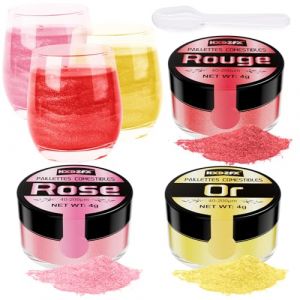 HXDZFX Paillettes Comestibles - 3 Couleurs Paillette Alimentaire G&acirc;teaux, Paillettes Alimentaires Boissons, G&acirc;teaux, Chocolats, Muffins, Vodka, Cocktail, Cr&egrave;me (4g par Bouteille) (HXDZFX-fr, neuf)