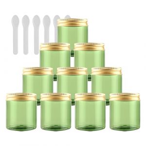 PQPAUTY 12 Pièces Vides Petit 80 ml Vert Cosmétique Pot en Plastique avec Couvercle Or 80 g Pots de Cosmétique Crème de Bouteille Contenant avec 6x Spatules (BEAUTYVALLEYEU, neuf)