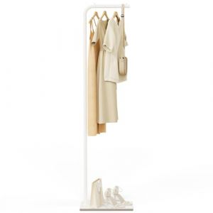 YheenLf Porte Manteau Blanc en Métal, 39×26×180cm Portant a Vetement à Base Rocheuse, Vestiaire d'Entrée, Meubles pour Chambre, Salon, Salle de Bains (YheenLf, neuf)