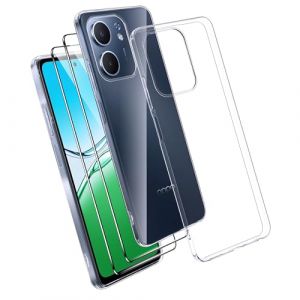 Effcotuo Coque pour Oppo A5X Case avec 2 Verre Trempé Protection écran Deux, Transparent Soft Etui Silicone TPU Cover Housse Absorption de Choc et Anti-Scratch Housse étui (Effcotuo Direct, neuf)