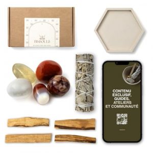 BESOULS Coffret Rituel Force Int&eacute;rieure: 4 Palo Santo Purification 1 Baton de Sauge Blanche Purification a bruler 5 Pierres &Eacute;nerg&eacute;tiques Plateau Artisanal QR encens Sauge Blanche Purification Maison (PICSELL BRAND, neuf)