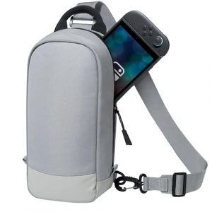 JETech Sac Bandoulière Sling pour Nintendo Switch 2 (2025) 7,9 Pouces, Étui Housse pour Carte Jeu 8 Emplacements, Pochette Rangement Voyage Portable avec Fermeture Éclair Sécurisée Étanche (Gris) (SaiJi-Direct, neuf)