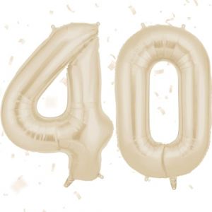 AOOSU Ballon d'Anniversaire 40 Ans Couronne Blanc Laiteux, Foil Ballon Num&eacute;ro Chiffre 101cm, Gonflable H&eacute;lium, Deco Anniversaire 40 Ans Grand Ballons pour F&ecirc;te Party Mariage (Huuyo, neuf)