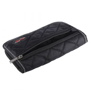 Pochette en tissu Oxford noir pour embouchure de trombone, trompette, euphonium avec 4 compartiments, 21,5 x 13 cm, poche zipp&eacute;e et fermeture &eacute;clair (qintier, neuf)