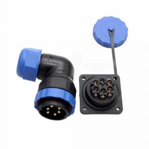 HangTon TY28 Connecteur mâle femelle 6 broches 25 A, prise de montage sur panneau et prise coudée à 90°, connexion à vis sans soudure rapide pour alimentation électrique extérieure étanche (Hangton Connect, neuf)