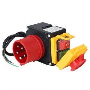 KOA7 400V prise triphasé AYWHP 3 phases Interrupteur de machine avec câble de 80cm, inverseur de phase et interrupteur d'arrêt d'urgence magnétique compatible KEDU KOA7 (Quan Ruiqi, neuf)