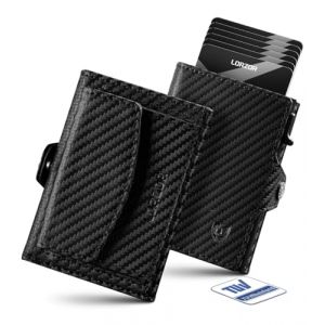 LORZOR Porte Carte Homme avec Porte Monnaie XXL, Portefeuille Homme Cuir Véritable, Portefeuille et Porte-Carte avec Blocage RFID, Portecarte Bancaire pour 10 Cartes, avec Compartiment pour Espèces (ReturnRate, neuf)