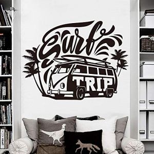 NSRJDSYT Voiture véhicule Stickers muraux Surf Voyage Hippie Voiture Sticker Mural Palmier Plage Surf Autocollant Vinyle décor à la Maison Mural 77x57cm (SxMingShang, neuf)