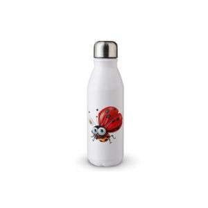 MAXIKIWI Bouteille d'eau à paroi unique avec bouchon à vis, aluminium léger non isolé, sans BPA, anti-fuite – Aquarelle mignonne coccinelle de dessin animé – 500 ml (Gift Store, neuf)