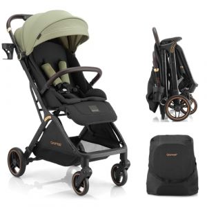 Gromast Gravity Poussette pliable pour bébé, portable, avec dossier réglable et toit pare-soleil, légère et protégée contre les UV, pliable automatique d'une seule main, verte (Gromast, neuf)