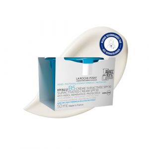 La Roche-Posay, Hyalu B5, Cr&egrave;me Suractiv&eacute;e SPF30, Cr&egrave;me Visage Raffermissante, Lissante, Repulpante, Anti-UV, Enrichie en Acide Hyaluronique et Vitamine B5, Tous Types de Peaux, Recharge 50 ml (EasyPara, neuf)