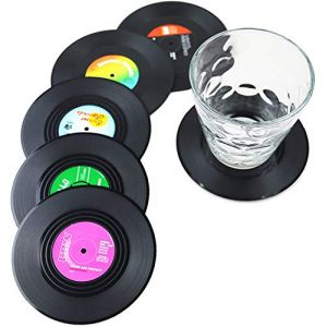 Dr.JIEER Lot de 6 Dessous de Verre rétro pour CD Noir,sous Verre, Dessous de Verre,Dessous Verre (There is a way, neuf)
