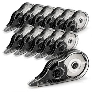 Uktunu Rubans Correcteurs souris correcteur avec capuchon Bo&icirc;te de 12 Easy Refill Roller correcteur 14m x 5mm Mini fantaisie mignon Roller de colle Valeur Pack pour &eacute;tudiants,employ&eacute;s de bureau Noir (Kasimir FR, neuf)