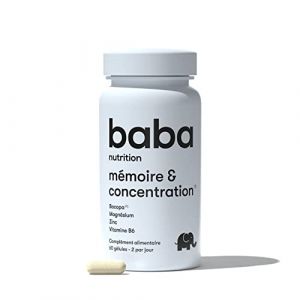 Baba Nutrition Complément Alimentaire Pour La Mémoire et La Concentration | Complexe De Plantes, Vitamines Et Minéraux Pour Un Bel Aspect De La Peau | Bacopa Magnésium Zinc Vitamine B6 | 60 Gélules (Panda Tea, neuf)