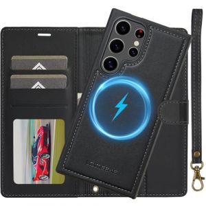 Coque pour Samsung Galaxy S25 Ultra 5G, 2 en 1 Amovible Housse en Cuir Etui Folio à Clapet Dragonne, Portefeuille RFID Blocage,Béquille, Fentes pour Cartes,Folio Magnetique Etui pour Samsung S25 Ultra (Nshkeji, neuf)