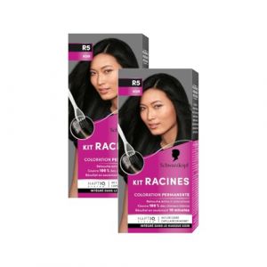 Schwarzkopf - Lot de 2 Kit Racines - Coloration Racines Cheveux Permanente - Enrichie d’une huile nourrissante - Couverture Cheveux Blancs - Retouche entre 2 Colorations - Noir R5 (PENNGUIN-FR, neuf)