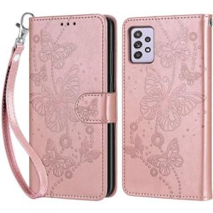 KENHONER Coque pour Samsung Galaxy A52 4G / 5G, Housse Etui Portefeuille Cuir Multifonction, Fermeture Magn&eacute;tique &agrave; Clapet Anti-Choc Compatible avec Coque Samsung Galaxy A52s 5G Book - Or Rose (KENHONER, neuf)