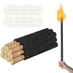 Izrielar torches de cire, torches pour l'ext&eacute;rieur en cire naturelle, torches pour randonn&eacute;es aux flambeaux kinder 45 min avec longue poign&eacute;e, torches de jardin pour Outdoor, 25 pi&egrave;ces (JinShing, neuf)