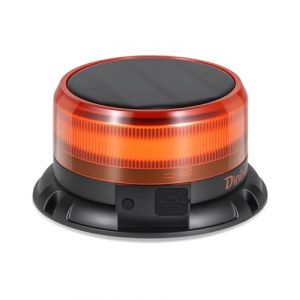 Dinfu Gyrophare LED Sans Fil solaire 9 motifs clignotants 12V 24V, lampe d'avertissement LED jaune avec chargeur de voiture et câble USB pour voiture, camion, tracteur, voiture de golf, SUV (Dinfu EU, neuf)