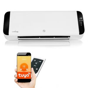 Lehmann LHOHH-2013A Chauffage mural avec 2 niveaux de puissance 1000/2000 W | Mural avec Wi-Fi, télécommande, affichage LED | Chauffage de salle de bain avec minuterie et oscillation (Blanc) (KT-24, neuf)