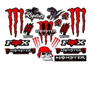 EULAPGOE Autocollant réfléchissant Moto 29,5×20cm Rouge Noir, Sticker étanche Style Dinosaure mécanique pour Casque, Valise ou Ordinateur Portable, idéal pour Personnalisation extérieure (SZHS Store, neuf)