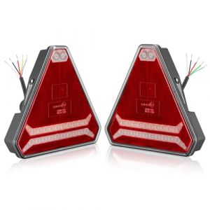 SPARKMOTO Lot de 2 feux arri&egrave;re triangulaires LED universels 12/24 V pour tracteur, remorque, machines agricoles, 6 fonctions (SPARKMOTO, neuf)