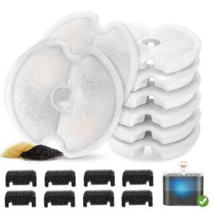 VinDox Lot de 8 filtres pour fontaine à chat + 8 filtres à éponge pour fontaine à chat LED de 2,5 l avec résine et charbon actif pour chats et chiens, triple filtration (ProPetmo, neuf)