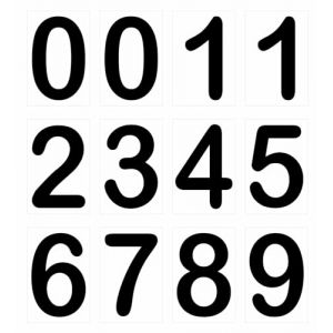 Chiffres Adhesifs Num&eacute;ro Autocollant Pour L'int&eacute;rieur Et L'ext&eacute;rieur Chiffre Autocollant Noir pour Bo&icirc;te aux Lettres, Porte, Maison (fond blanc chiffres noirs, 90 x 130 mm) (GOYA PRINT, neuf)